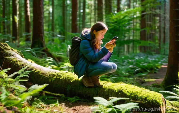 생물종 관찰 기록에서의 협업을 통한 연구 결과 - **Prompt 1: The Focused Naturalist in a Lush Forest**
"A young woman, wearing practical outdoor ...